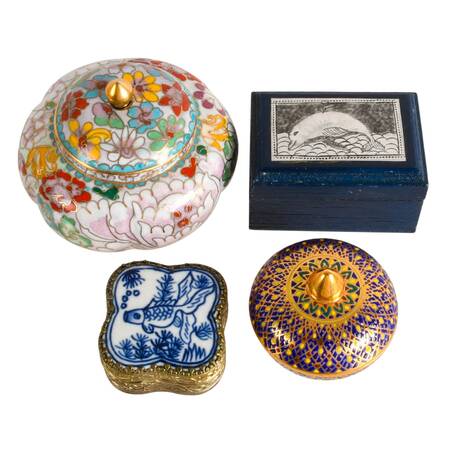 Four Asian Mixed Media Jewelry Boxes