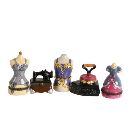 Five-Piece Tailor's Dream Porcelain Jewelry Boxes