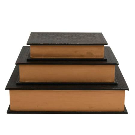 Set of Three Star-Pattern Faux Leather Book Boxes