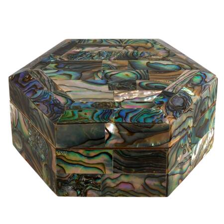 Hexagonal Abalone Shell Jewelry Box