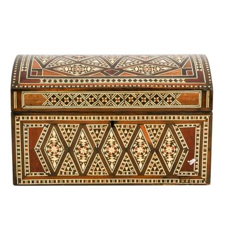 Large Middle Eastern Marquetry Box with Domed Lid