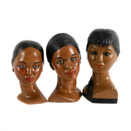 Grouping of Three Mid-Century Modern Chalkware Hawaiian Figural Bust