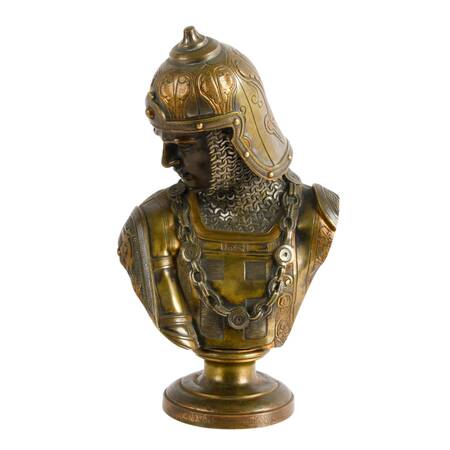 French Bronze Medieval Crusader Bust After Émile Guillemin