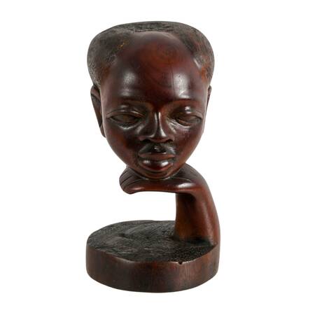 Signed Hand-Carved Ebony African Bust