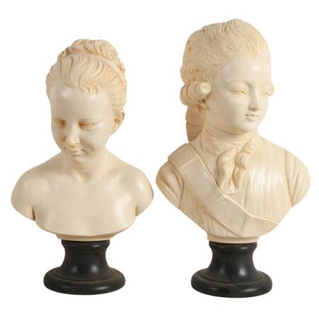 Matching Pair of French-Style Classical Resin Bust Sculptures