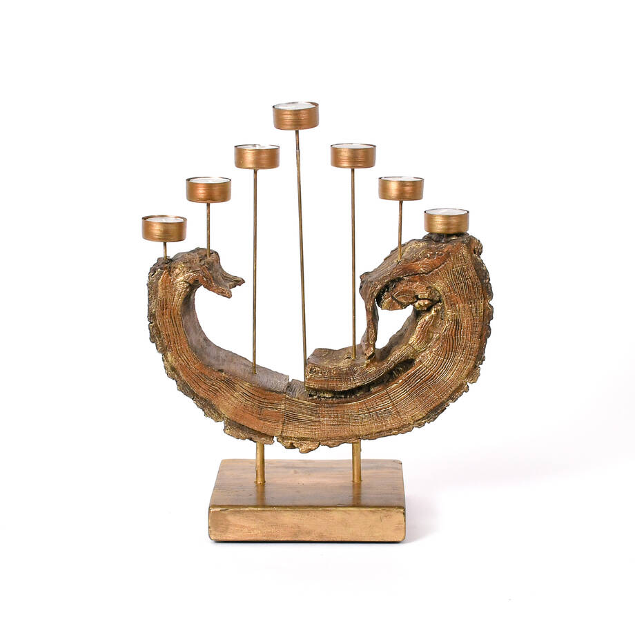 Signed Cheglakov Repurposed Fallen Wood Menorah Candleholder