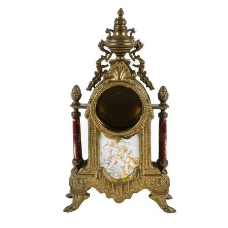 Antique Italian Brass and Porcelain Cherub Clock Case