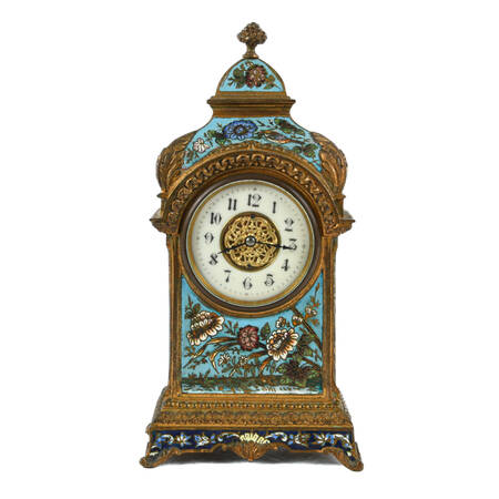 French 19th-Century Champlevé and Enamel Mantel Clock