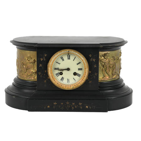 Antique 19th Century Flat Top Slate Mantel Clock