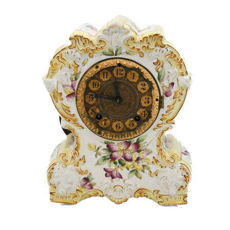Gilbert Porcelain Floral Mantel Clock