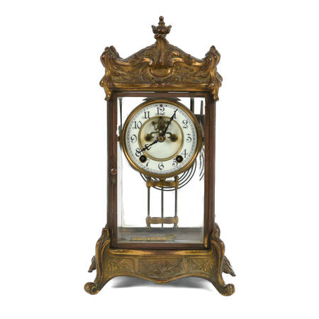 Antique New Haven Brass Regulator Mantel Clock