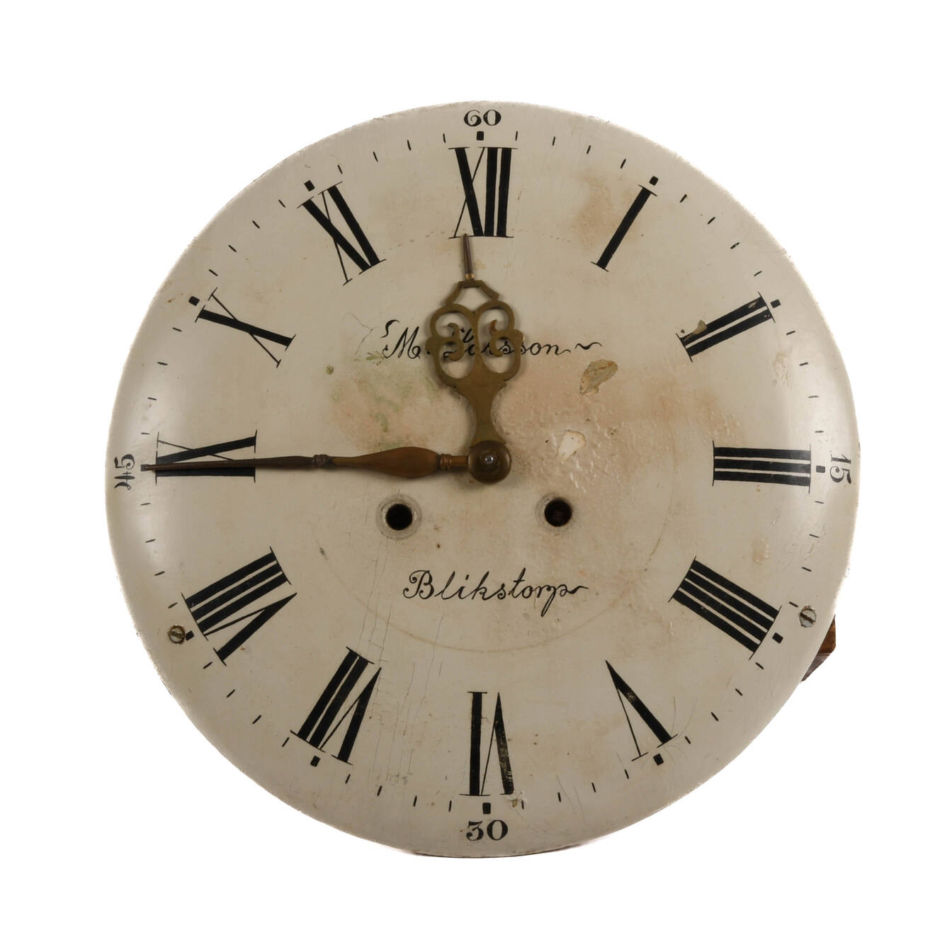 Antique Swedish Clock Dial Signed by M. Larsson of Blikstorp