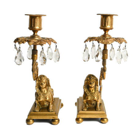 Pair of Egyptian Revival Candle Holders