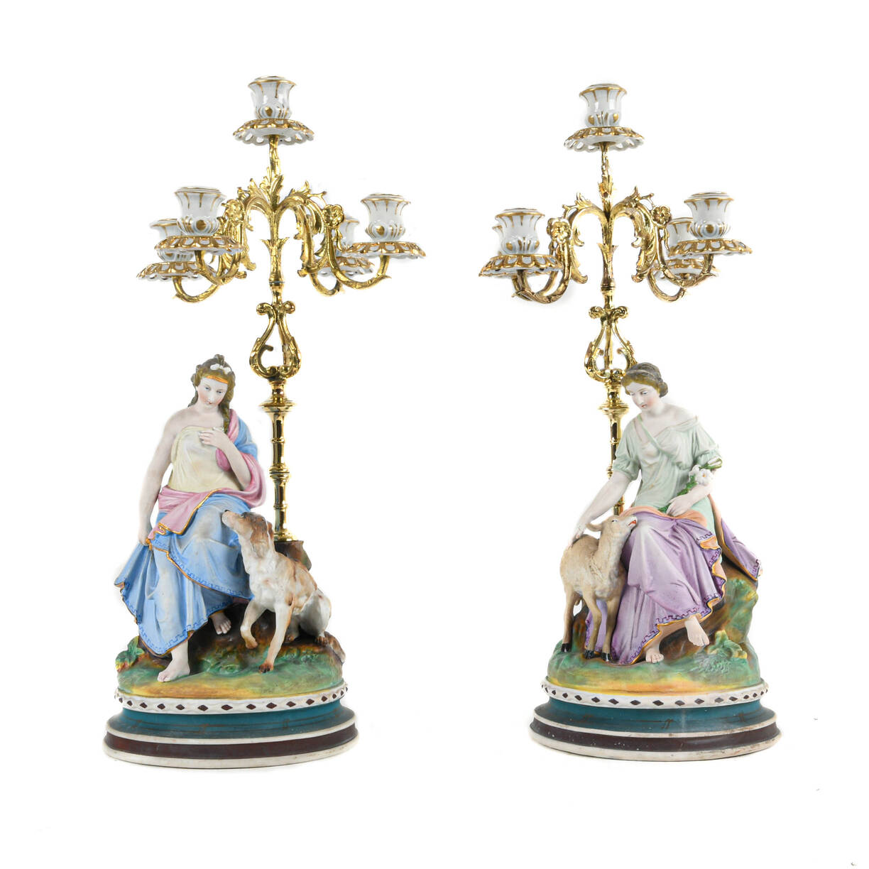Antique Italian Pair of Bisque Figurines
