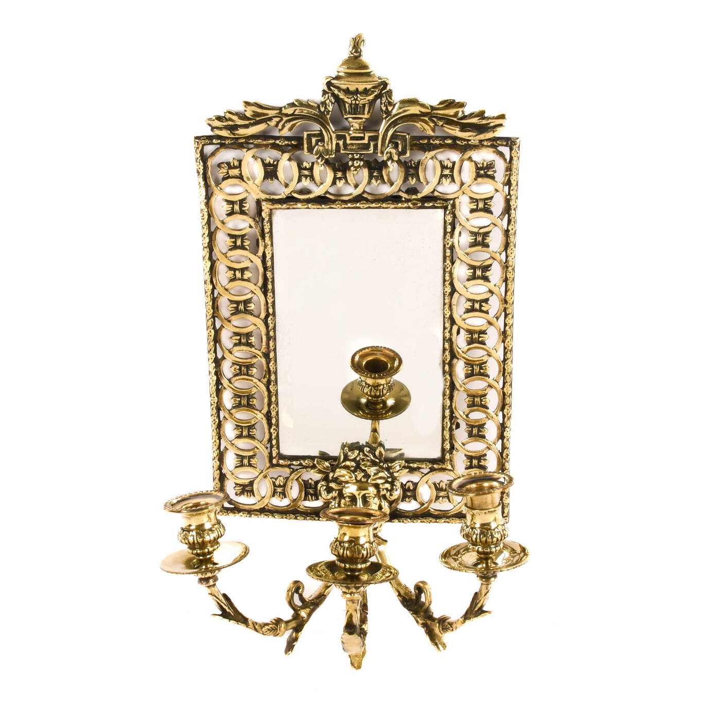 Antique French Wall Mirrored Sconce with Candleholders