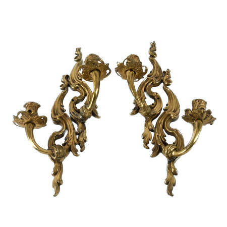 Antique Gold-Tone Metal Candle Wall Sconces