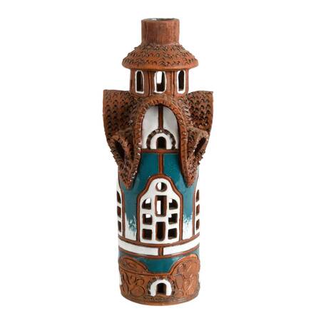 Hand Made Two Piece Lithuanian Village Tower Tea Light Holder