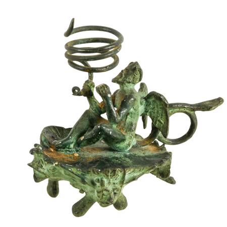 19th-Century Italian Bronze Little Devil Chamberstick Candleholder