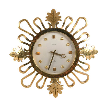 Mid-Century Modern Semca Swiss Brass Wall Clock