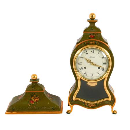 Hunter Green Le Castel Swiss Made Boulle Mantel Clock