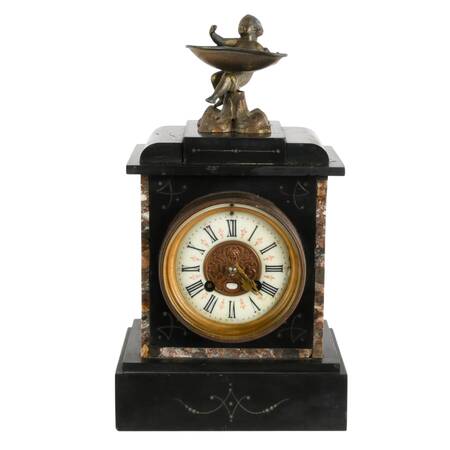 Victorian Japy Frères Black Slate Mantel Clock