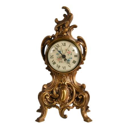 American Made Gilt Rococo-Style Mantel Clock