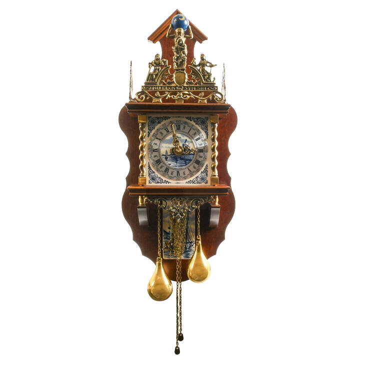 Dutch Zaandam 8-Day Delft Holland Wall Clock with Franz Hermle Movement