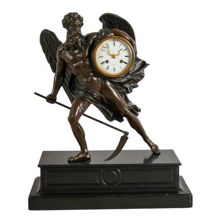 Tiffany & Co. Lurasco Frères Figural Bronze Chronos Mantel Clock