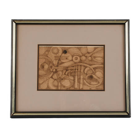 Framed Multimedia Abstract Drawing Artist Signed