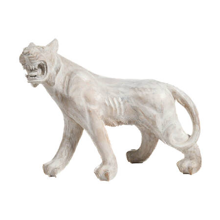 Large Carved Wood Distressed Painted Panther