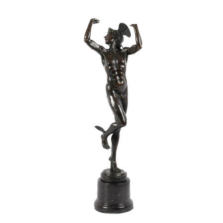 Bronze Sculpture of Mercury After B. Cellini on a Marble Base