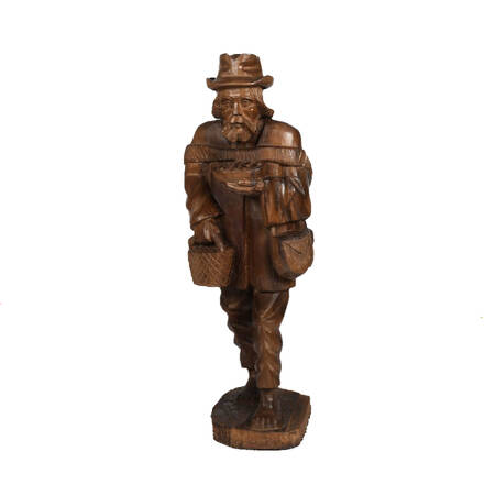Luis Potosi Folk-Art Carved Wood Hobo Statue