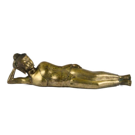 Large Brass Lounging Buddha Statue