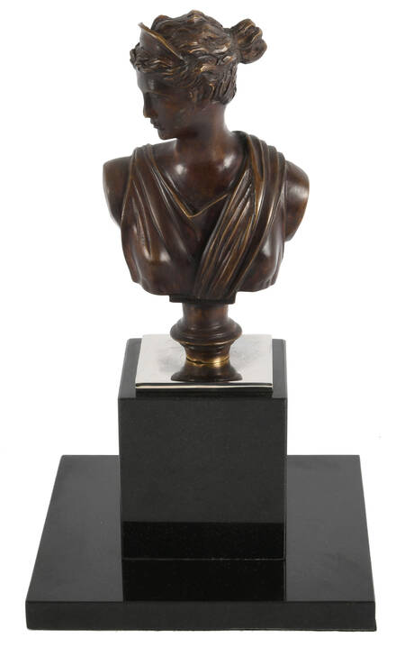 Bronze Bust of The Roman Goddess Diana on Base