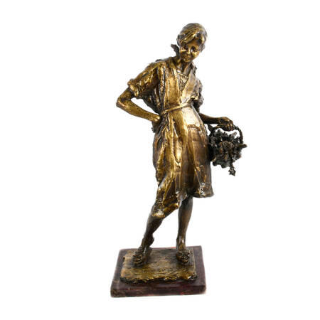 "The Flower Girl" Bronze Sculpture by Carlos Peduzzi