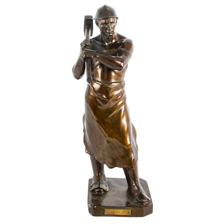 Bronzed Metal Worker Sculpture After Wilhelm Zwick