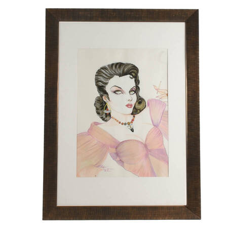 Framed "The Lover" Mixed-Media on Paper by Attila Lakatoush October 2012