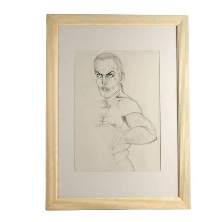 Framed Unfinished Sketch on Paper by Attila Lakatoush