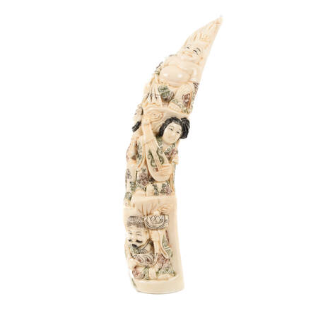 Warthog Tusk Carving with Four Figures