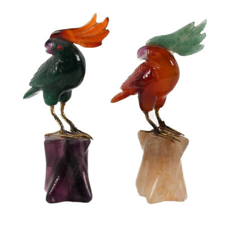 Pair of Birds with Semi-Precious Stones