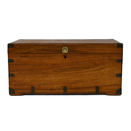 Antique Chinese Export Camphor Wood Chest with Brass Mounts