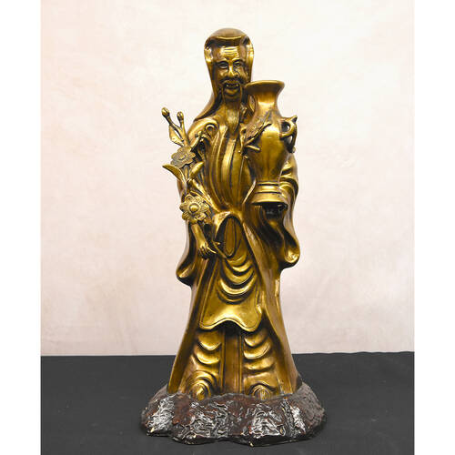 Chinese Wiseman Figurine Holding a Branch and Vessel