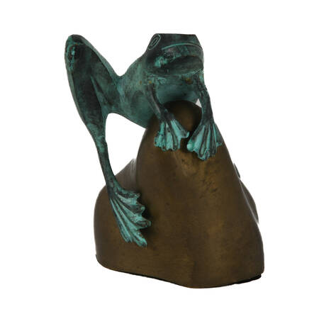 Bronze Verdigris Frog Resting on Rock by David Kay