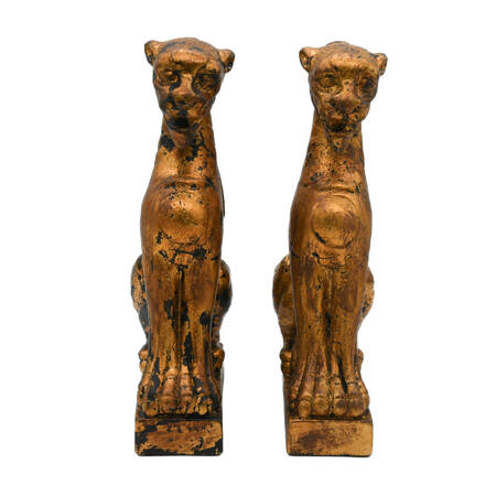 Antique Pair of Gilt Pottery Gargoyles