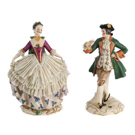 Dresden Porcelain and Lace Dancing Couple