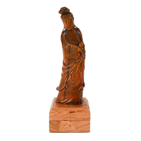 Antique Chinese Guanyin Carved Horn