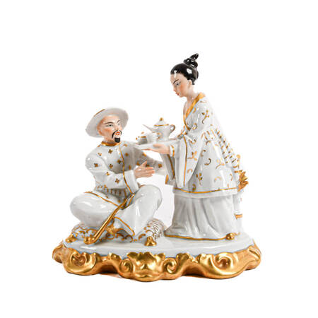 Sitzendorfer Porcelain Chinese Couple Staue