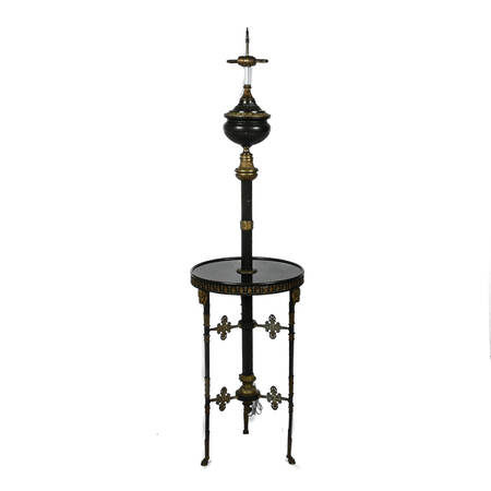 Antique Bronze and Gilt Empire Style Electrified Oil Table Lamp