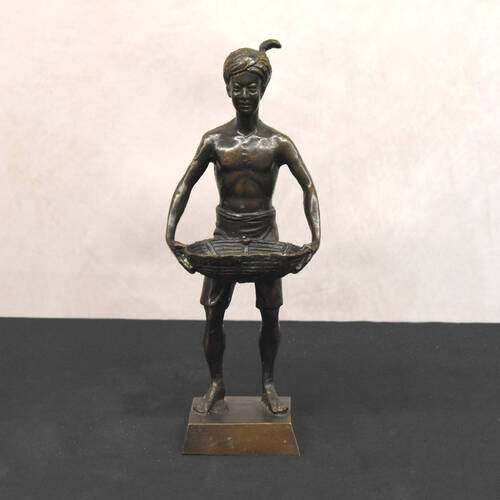 Bronze Blackamoor Basket Figure After Franz Xaver Bergman