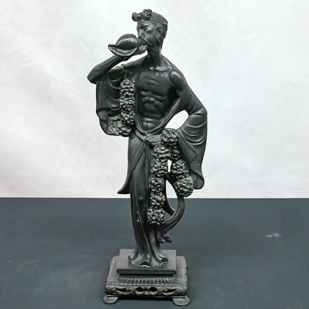 Black Ceramic Conch Shell Horn Player Statue
